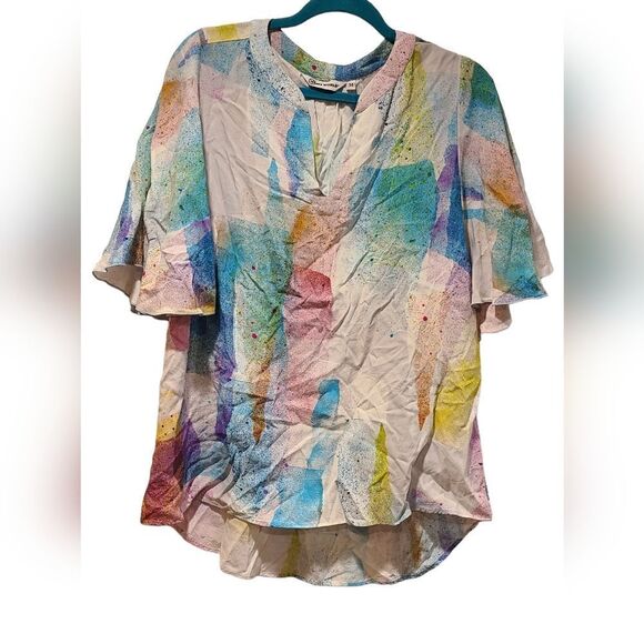 Jams World Ice Pop Flutter Sleeve Hawaiian Rayon Popover Blouse, Art-to-Wear | M - Picture 4 of 9